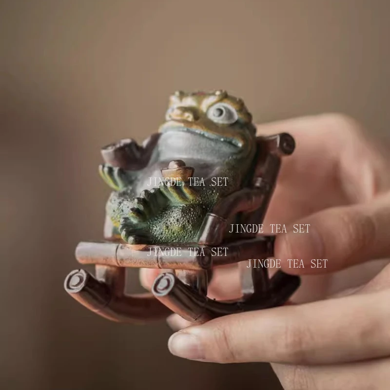 Color Changing Rocking Chair Golden Toad Tea Pet Home Chinese Style Wealth Attracting Tea Table Decoration Ornaments