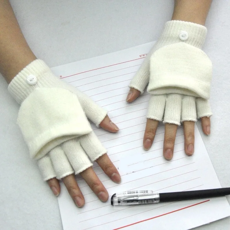 Wool Knitted Fingerless Flip Gloves Winter Warm Flexible Touchscreen Gloves for Men Women Unisex Exposed Finger Mittens Glove fingerless gloves warm gloves