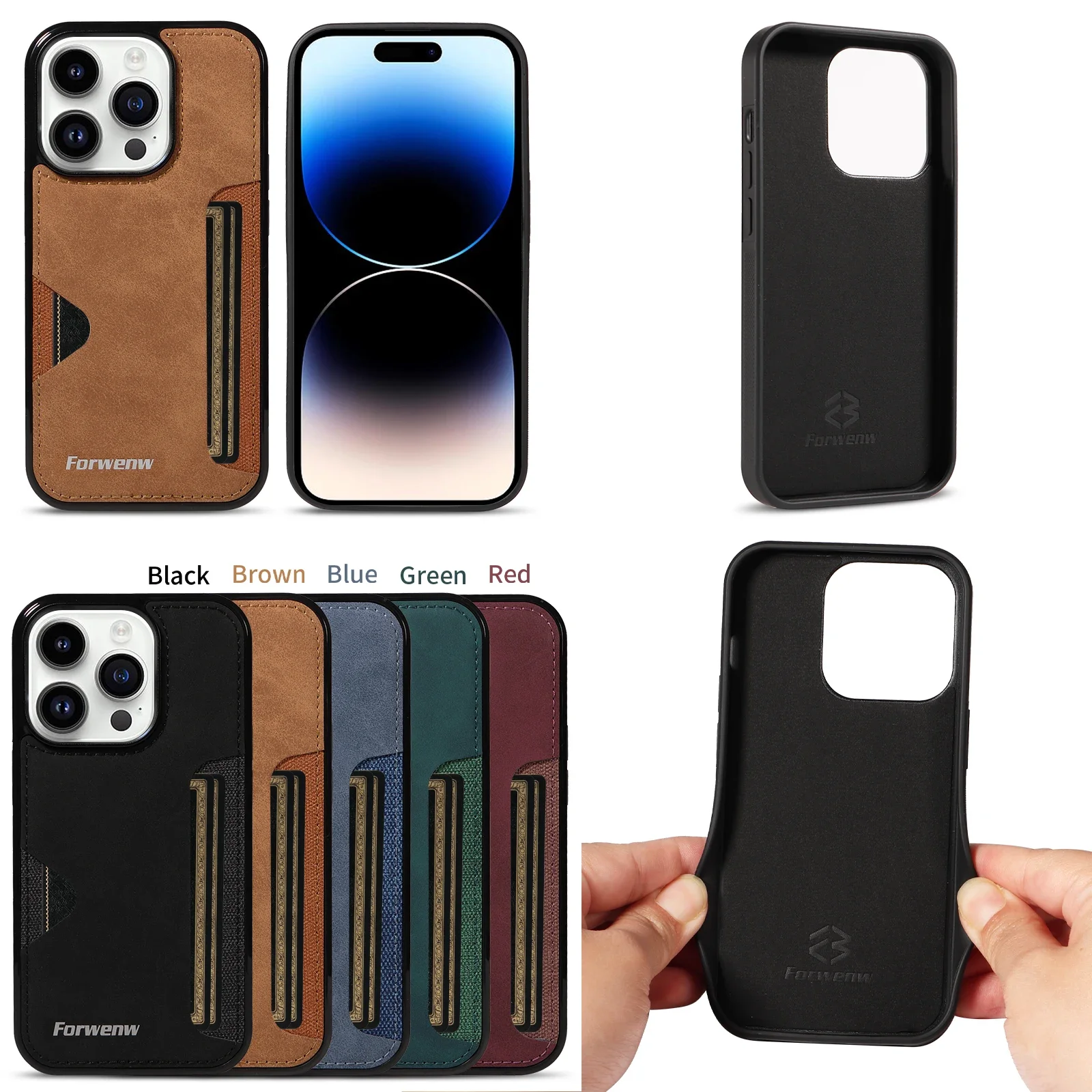 Leather Card Slot Wallet Phone Case - Ultra Thin Book Cover