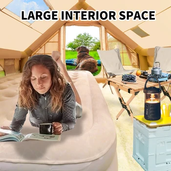 Inflatable Tent for Camping with Hand Pump Blow Up Tent Glamping Tent 4 Season Air Tent, Easy Setup Waterproof Outdoor Oxford 3