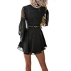 Women's A Line Dress Short Mini Dress White Black Red Long Sleeve Solid Color Ruffle Patchwork Chiffon Spring Summer Slim V Neck 4