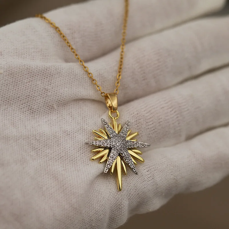 الكلاسيكية مكعب الزركون ستار قلادة القلائد للنساء...