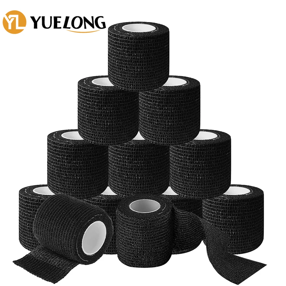 

6/12/24/48 шт. Черная татуировочная ручка бандажный чехол обертки лент нетканый водонепроницаемый самоклеющийся палец защита запястья рулоны