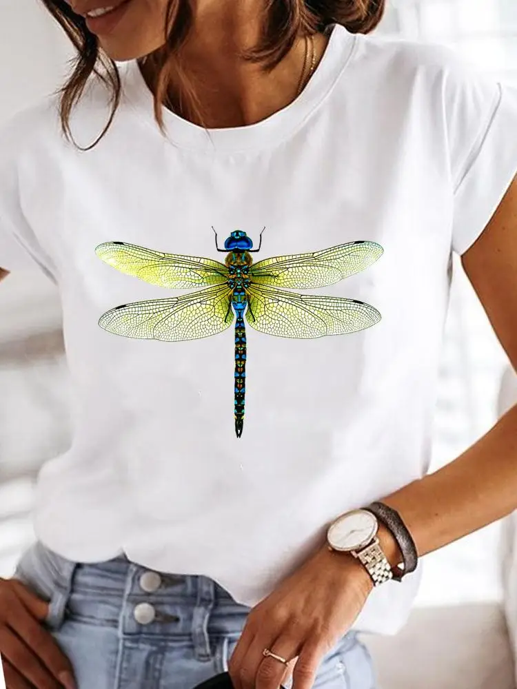 Short Sleeve Fashion Female Graphic Tee Women Print Dandelion Dragonfly 90s Summer Casual Clothes Ladies T Clothing T-shirts