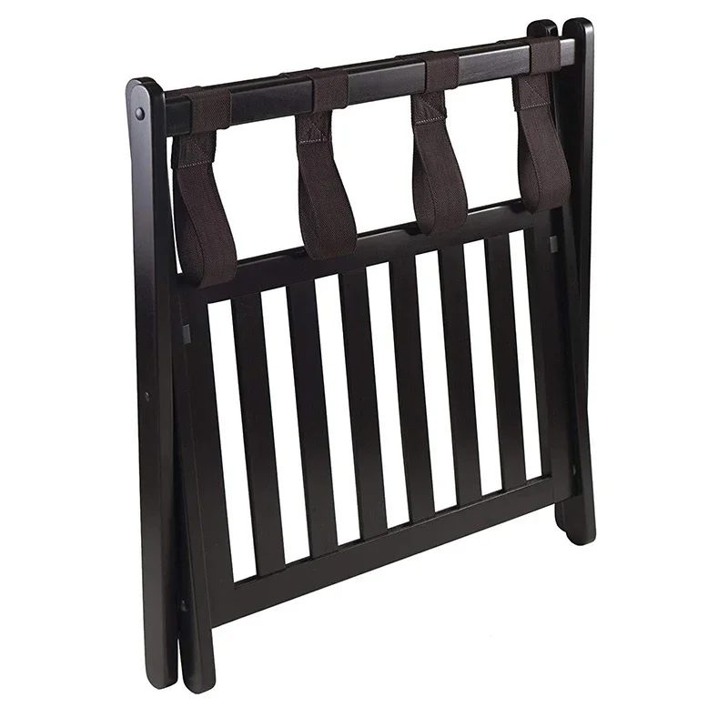 Foldable Luggage Rack Wooden Floor Standing with Shoes Shelf Suitcase Stand for Hotel Travel Home