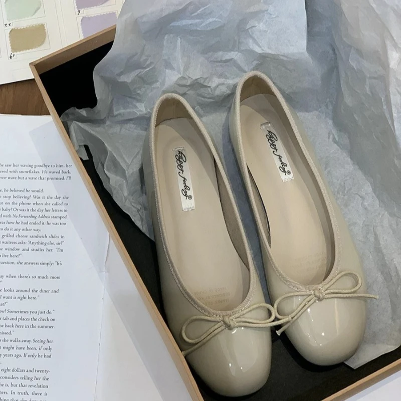 أحذية نسائية مسطحة بفيونكة عصرية للربيع والخريف طر...