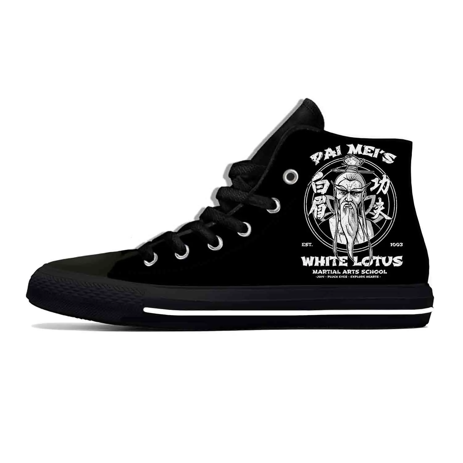

Hot Kill Bill Pai Mei White Lotus Kung Fu Academy Casual Cloth Shoes High Top Lightweight Breathable 3D Print Men Women Sneakers