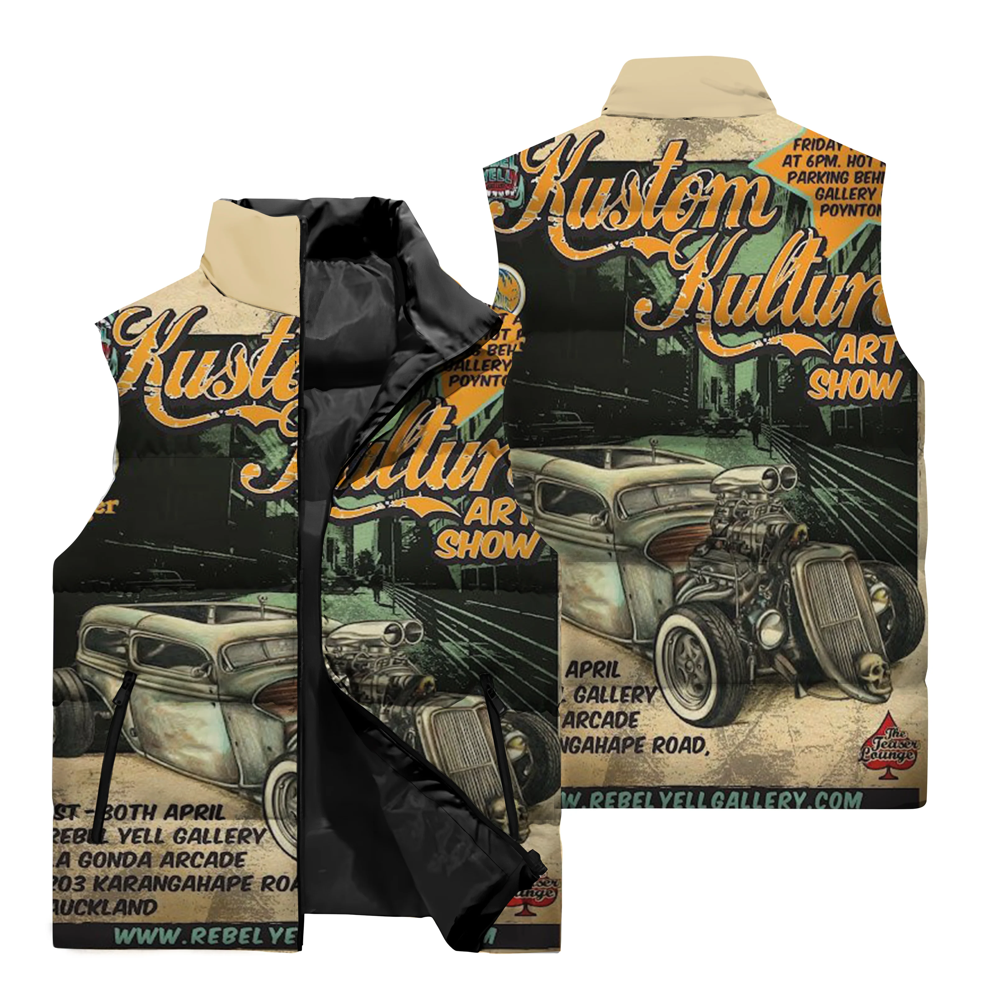 thumbnail image 1 of Chaqueta sin mangas nueva de otoño e invierno con estampado 3D de coche deportivo clásico para exteriores, chaqueta cálida a prueba de viento para conducción todoterreno, 1 of 5