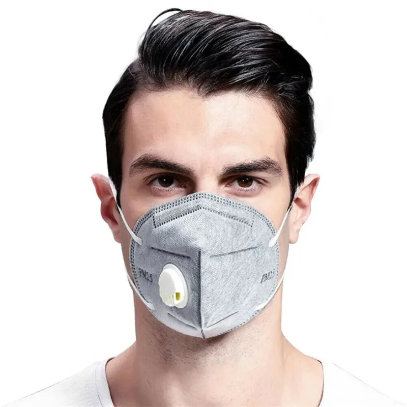 5pcs Adult Vertical Folding Nonwoven Valved Dust Mask PM 2.5 Respirator Mouth PPE Mask With Valve Gauze face mask