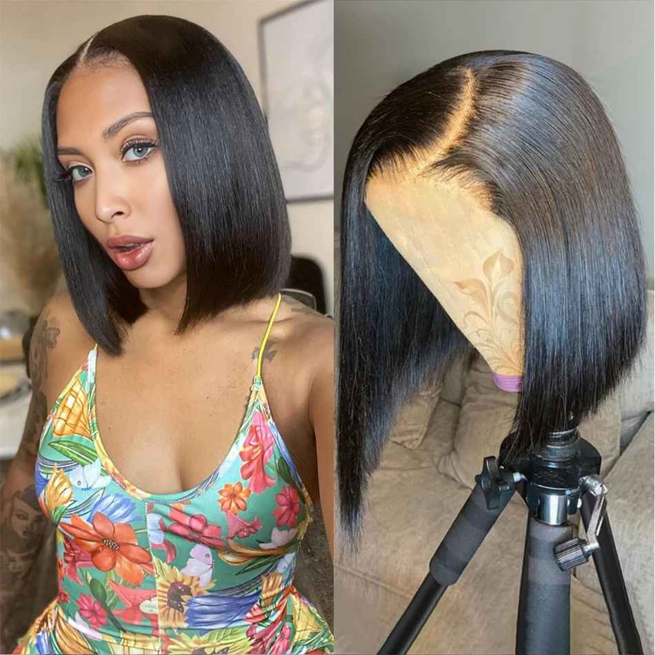 

Glueless Bob Wig Lace Frontal Human Hair Wigs Bob Hair Straight Wigs Ready To Wear Short Bob HD Transparent Lace 13X4 On Sale