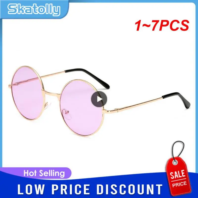 

Модные круглые металлические очки UV400 в стиле ретро, 1-7 шт.