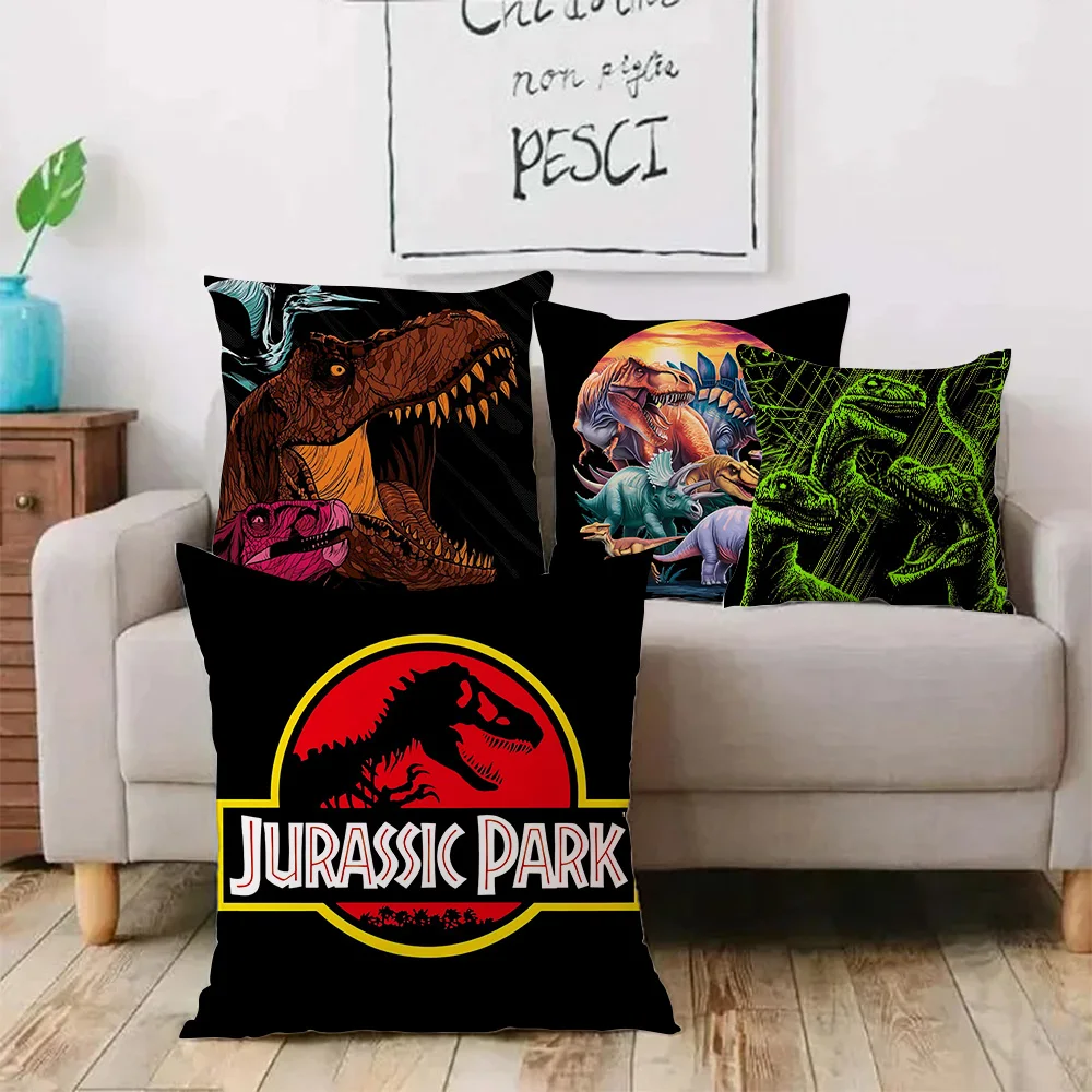 Hot Sci-Fi Movies Jurassics Park Pillow Covers Cartoon Sofa Decorative Home Double-sided Printing Short Plush Cute Cushion Cover 2