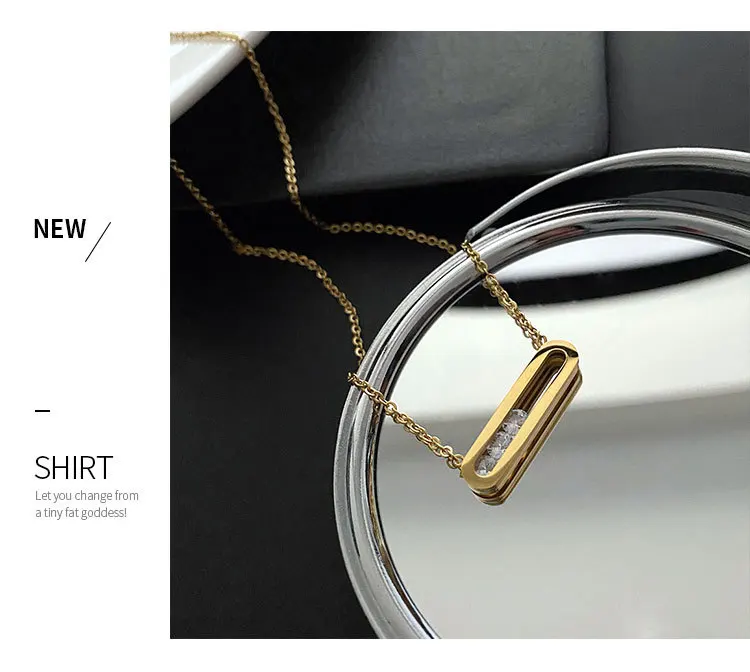 Modern Crystal Bar Pendant Necklace undefined