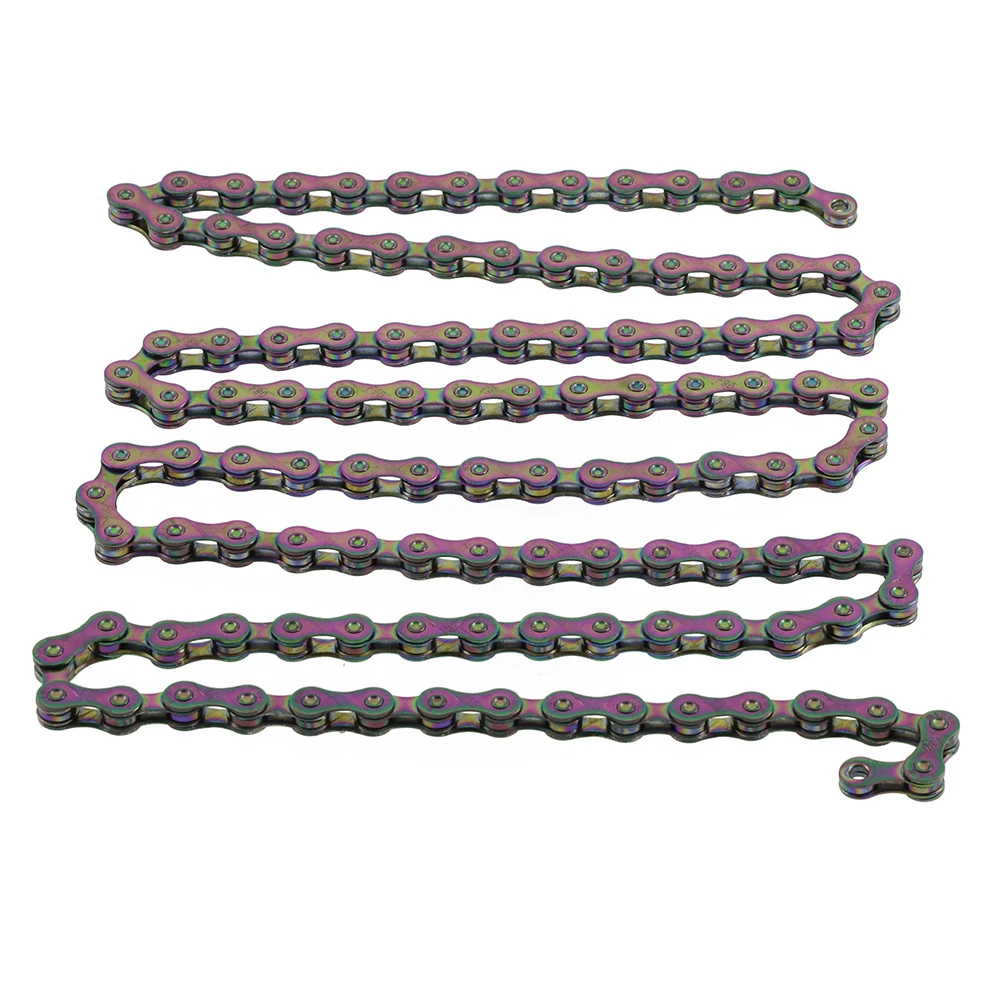 

8/9/10Speed Bicycle Chain 116 Rainbow Chain High Strength Steel Titanium Coating Ultra-light With Chain Button 2023 New