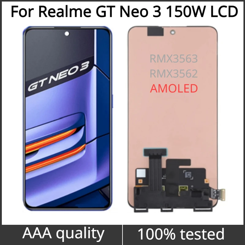 

AMOLED 6.7" For Realme GT Neo 3 150W RMX3563, RMX3562 LCD Display Touch Screen Digitizer Assembly Replacement LCD