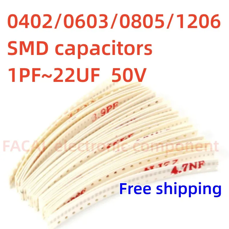 

0402 0603 0805 1206 SMD Chip capacitor kit capacitor sample kit 50Values 320-1000PCS 10uf 10nf 10pf 1nf 10nf 100nf 1uf 10uf 22uf