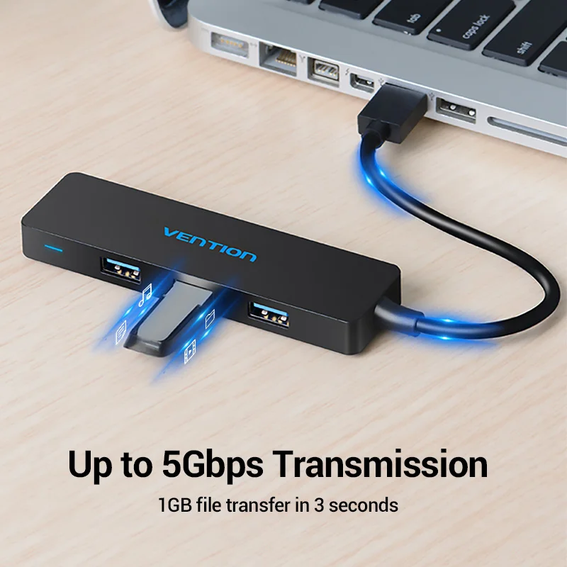 Hub USB 3.0 VENTION USB Multiples Ladron USB 2.0 con 4 Puertos  Multiplicador USB Multiple para PC/Macbook/Mac Mini/Pro/Pen Drive/Surface