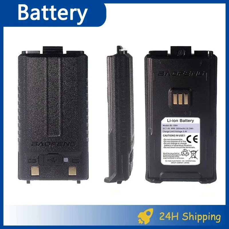 Baofeng UV-5RM Battery 3800/4500/6800mah USB-C USB Charger BF-K5 Plus UV-5RH Pro GPS GM-5RH Walklie Talkie Rechargable Batteries 2