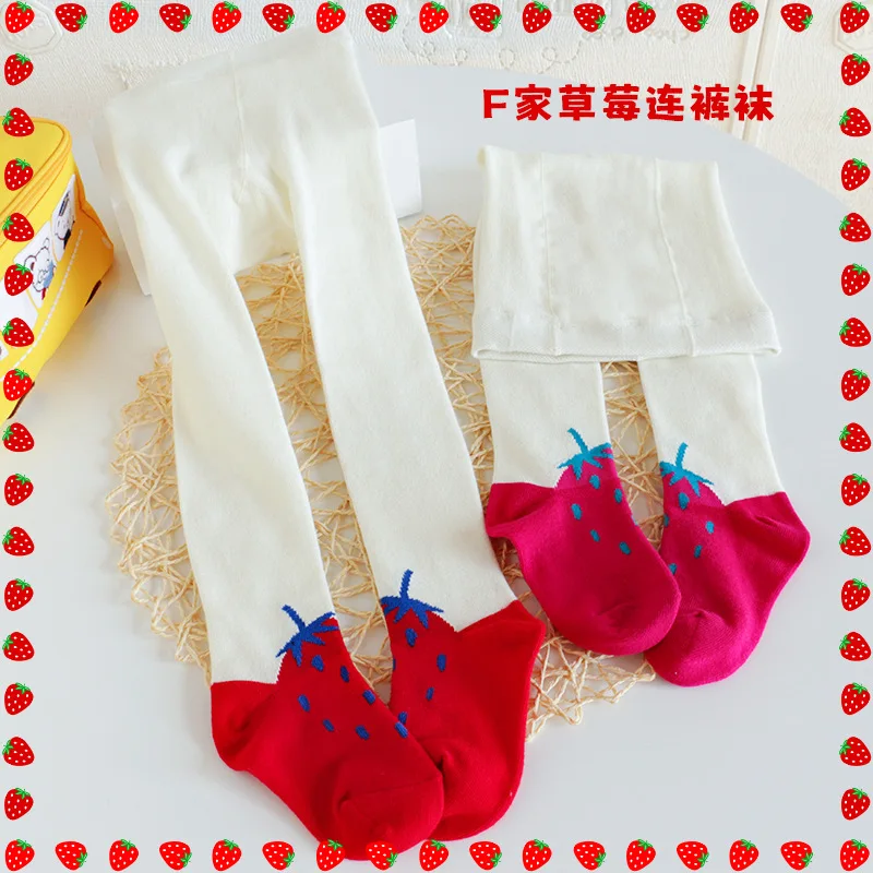

Детская одежда для всей семьи, новые весенне-Осенние Колготки с вышивкой клубники для девочек, эластичные леггинсы для малышей
