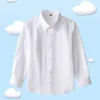 Boys Blouse Shirt Long Sleeve White Shirt Solid Boutique Formal Top For 4-13 Year Kids Teen Clothes Birthday Party Summer Autumn 1