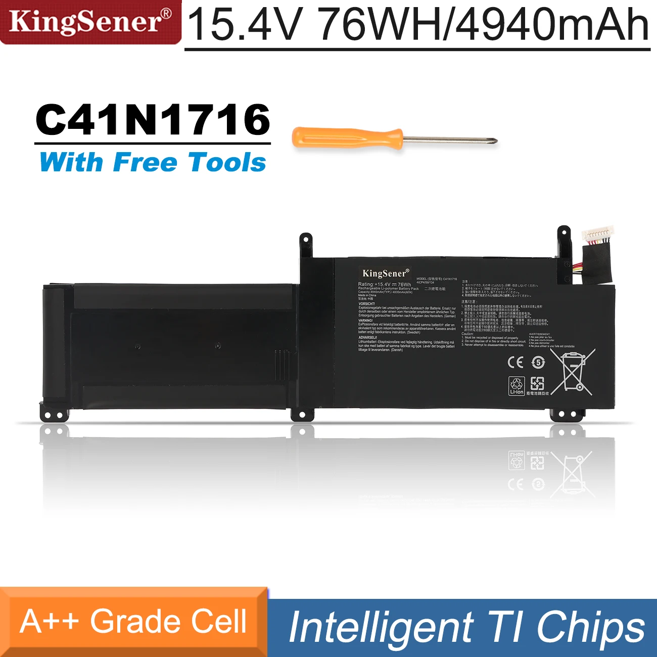 Kingsener-bateria do Portátil para Asus Rog Strix Gl703gs Gl703gm Rog Strix S7bs S7bs8750 Gl703gm-ns73 Gl703gm-ds74 C41n1716