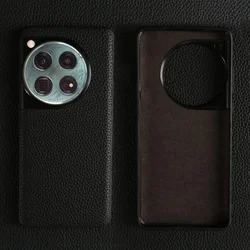 Premium Genuine Leather Handmade Phone Case - Elegant Back Cover - OnePlus 6T (Black 6301)