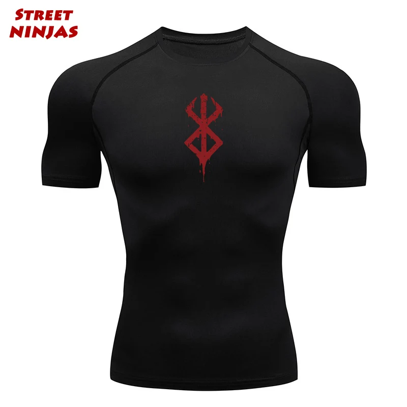 

Anime Berserk Compression Shirts for Men Gym Workout Fitness Rash Guard Undershirts Short Sleeve Quick Dry Athletic T-Shirt Tops