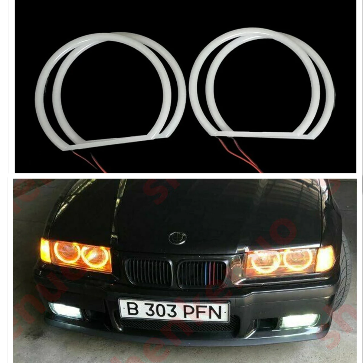 Multicolor Halo Ring Cotton LED Angel Eyes Lights (131mm, 4-Pack)