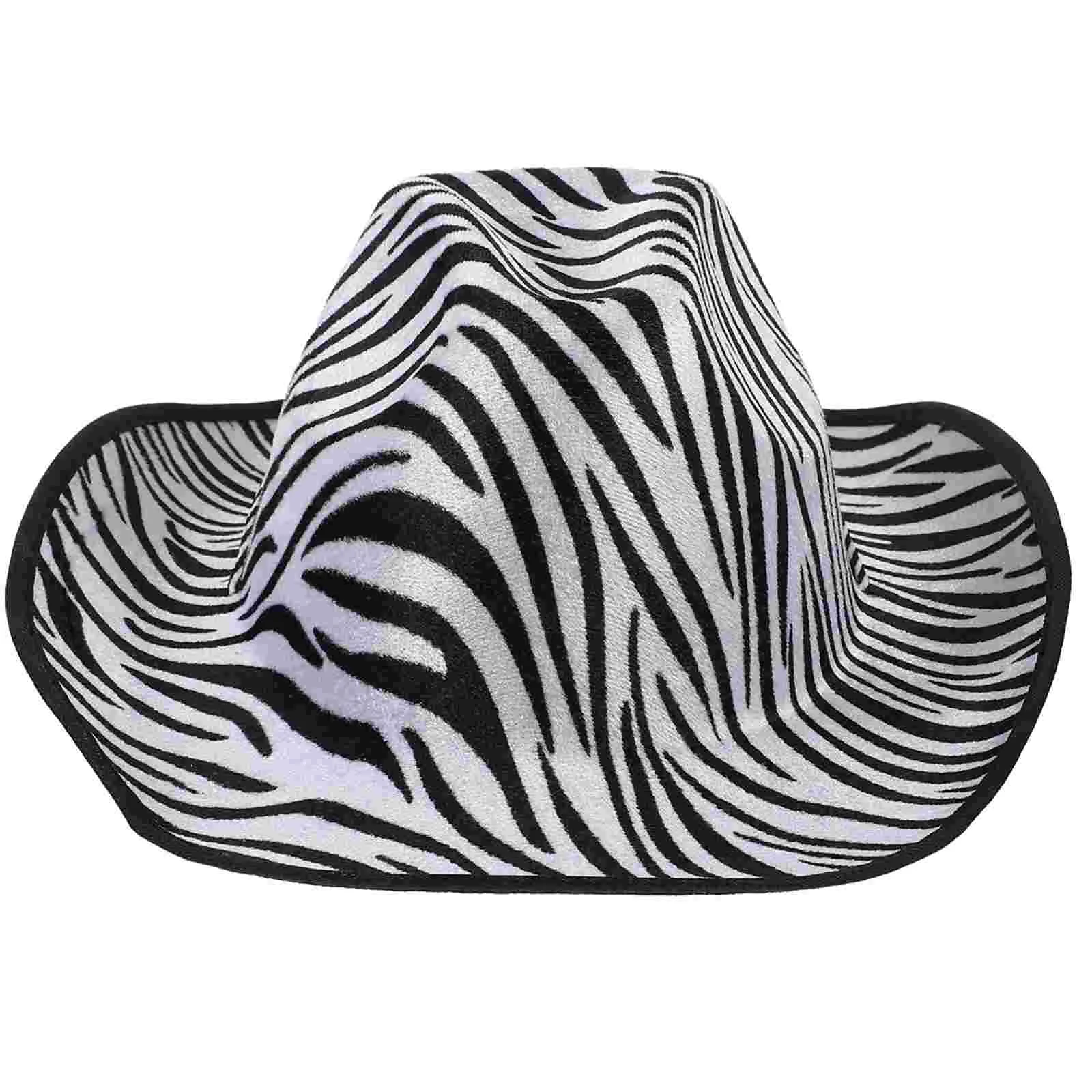 

Zebra Print Cowboy Hat Cowgirl Hat Western Accessory Felt Hats Cowboy Hat Adjustable Chin Strap Western Party Supplies
