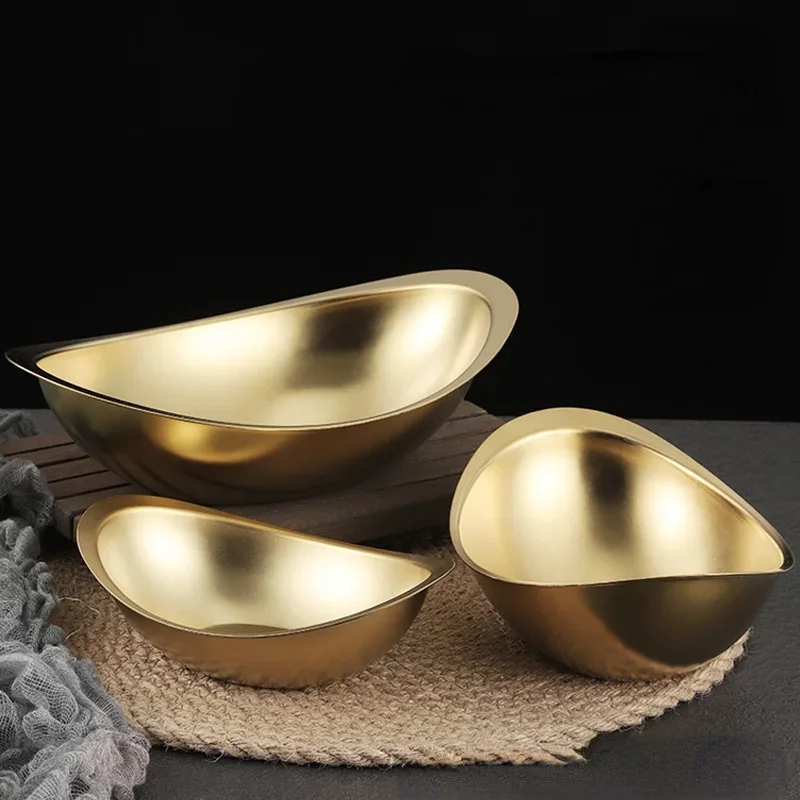 304 stainless steel golden ingot bowl Korean salad bowl commercial dessert snack Korean cuisine tableware cutlery set stainless steel cutlery set