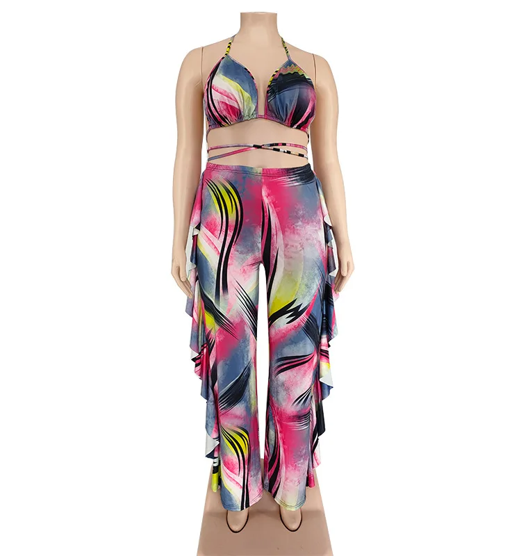 Plus Size Sets For Women Striped Bra Tops And Pants 2023 Spring Three Two Piece Set Fashion Swimwear Designer Swimsuit Clothes