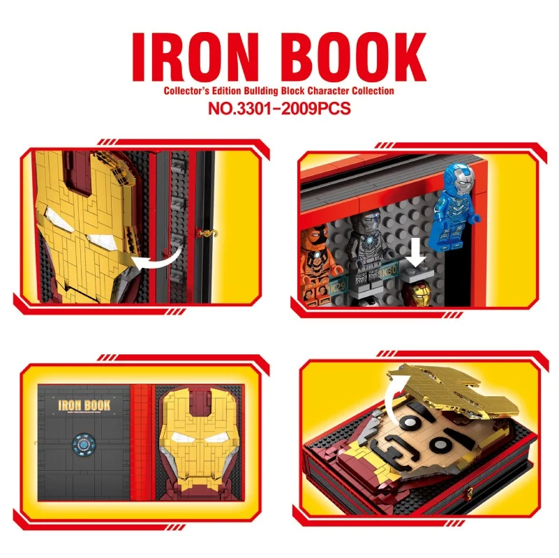 Marvel Anime Iron Man Spider-Man with construction toys building blocks MK complete set of characters commemorative book gifts