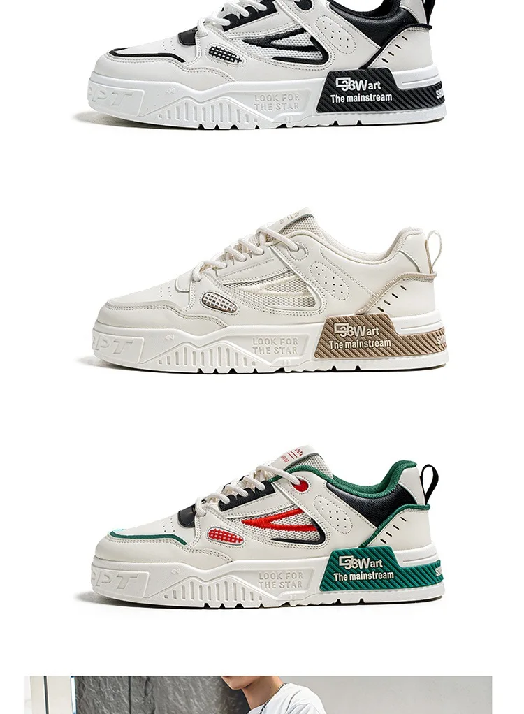 Description Picture 5 of itemFashion Men's Shoes Casual White Skateboard Shoes Summer Popular Versatile Sneakers Mens Thick Sole Breathable Korean Board Shoe