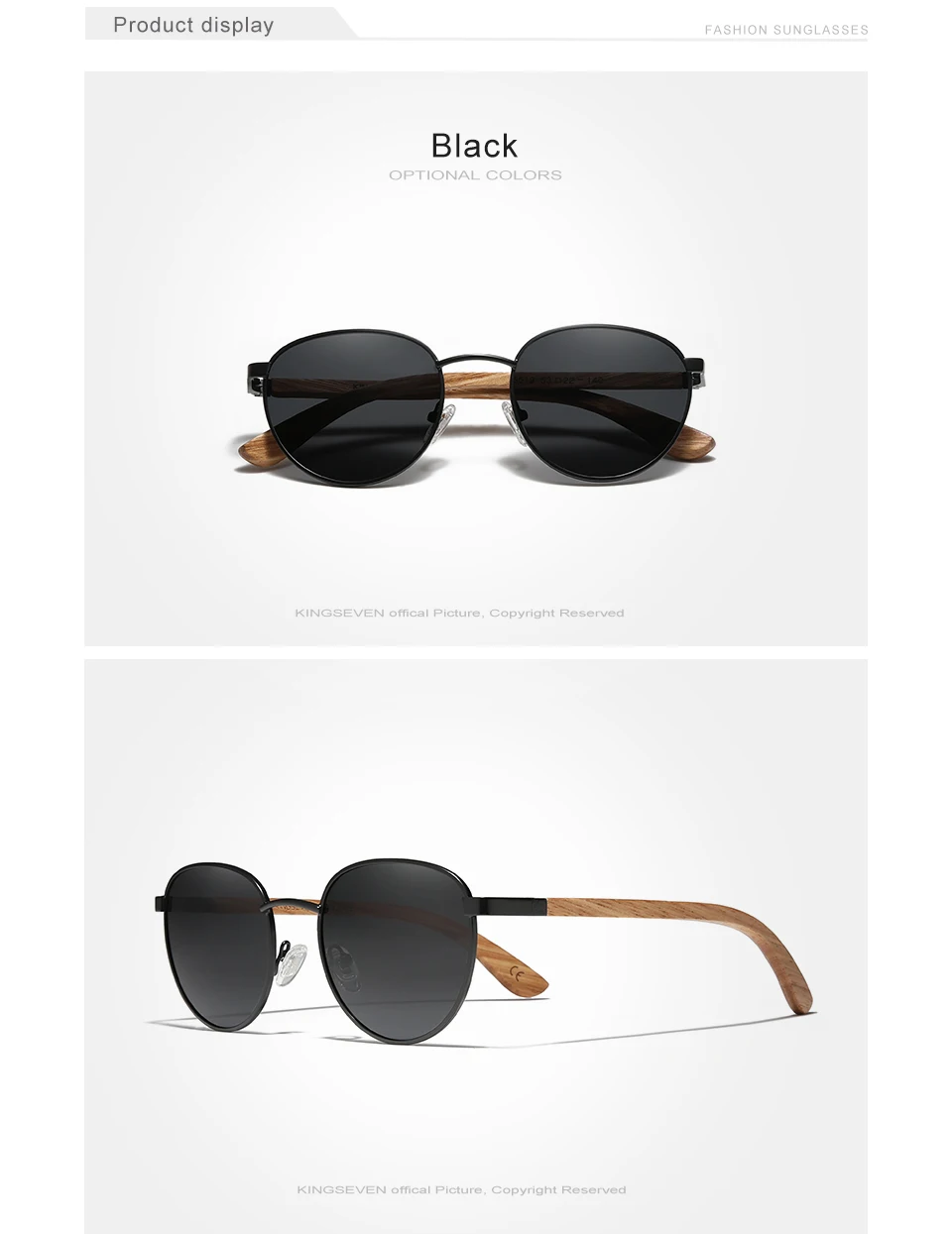 KINGSEVEN 2022 New Wooden Polarized Sunglasses Drilling Design