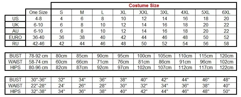 Costume Size 