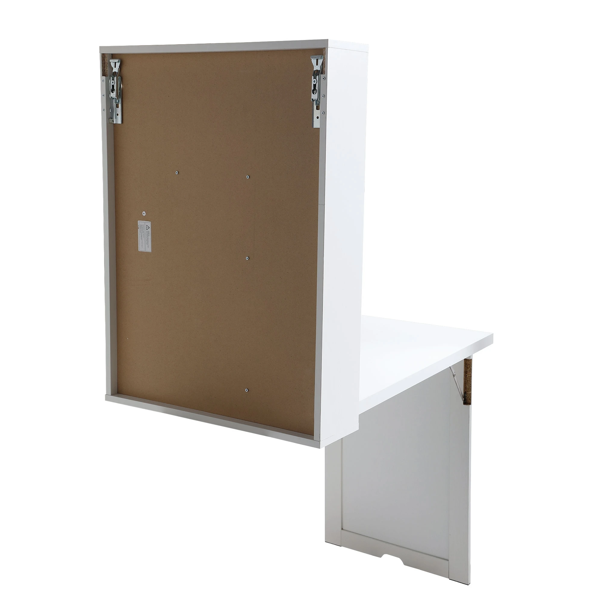 Modern Compact Wood Wall Mounted Folding Desk Cabinet Convertible Writing Desk for Home Office with Storage, White 6