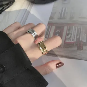 Модное кольцо неправильной формы с выпуклым золотым и серебряным цветом, широкое Открытое кольцо на палец для женщин и мужчин, ювелирные изделия