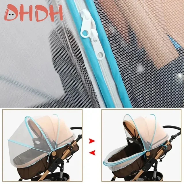 Universal Baby Carriage Mosquito Net Full Cover General Model Light Foldable BreathableEasy To Carry Encrypted Mesh 6