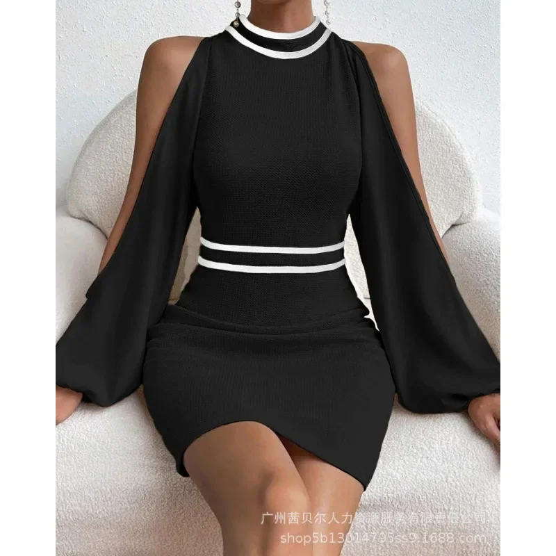 

Autumn Sexy Lantern Long Sleeve Off Shoulder O Neck High Waist Bodycon Party Dress Streetwear Elegant Women Dress Y2K Clothes