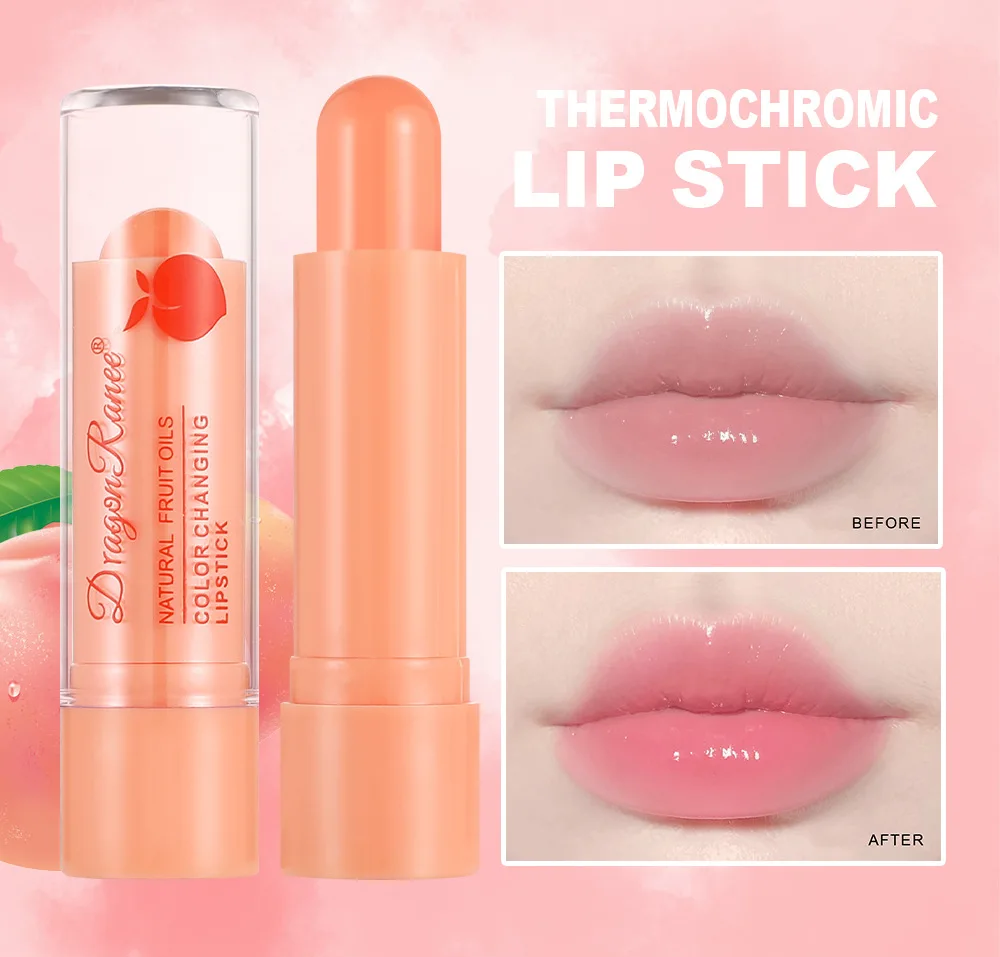 1PC Peach Jelly Lip Balm Temperature Color Changing Lipstick Moisturizing Lip Stain Nutritious Lipstick Makeup Lip Care Cosmetic