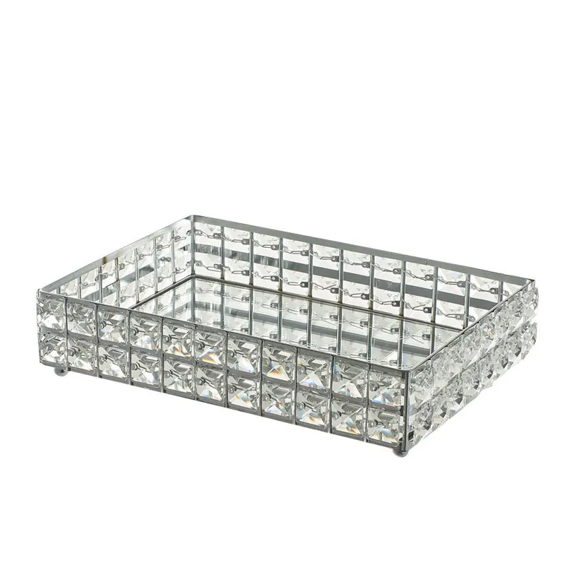 Selling Crystal Tray Rectangular Glass Tray Living Room Household Fruit Cosmetic Storage Wedding Props