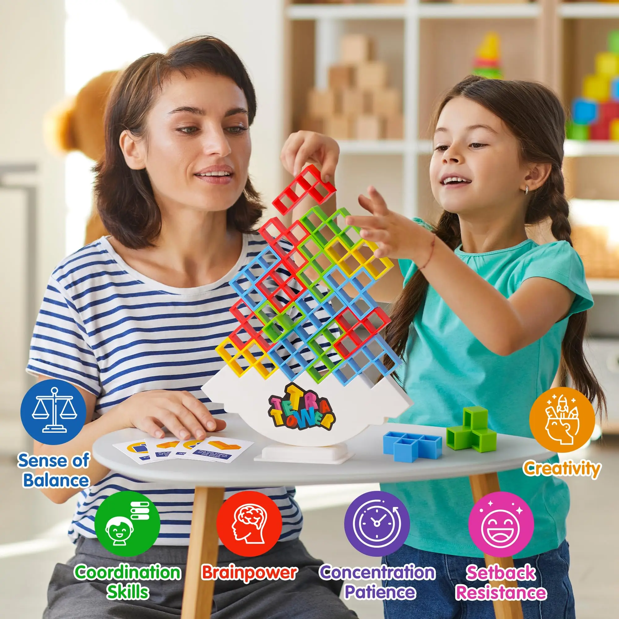  DHODNQP Tetra Tower Game 48pcs Tetra Tower Balance