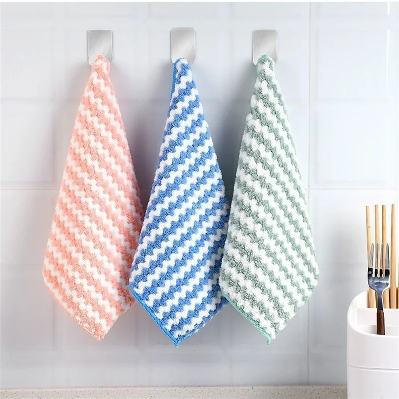Microfiber Kitchen Towel Dishcloth Non-stick Oil Table Cleaning Wipe Cloth Scouring Pad