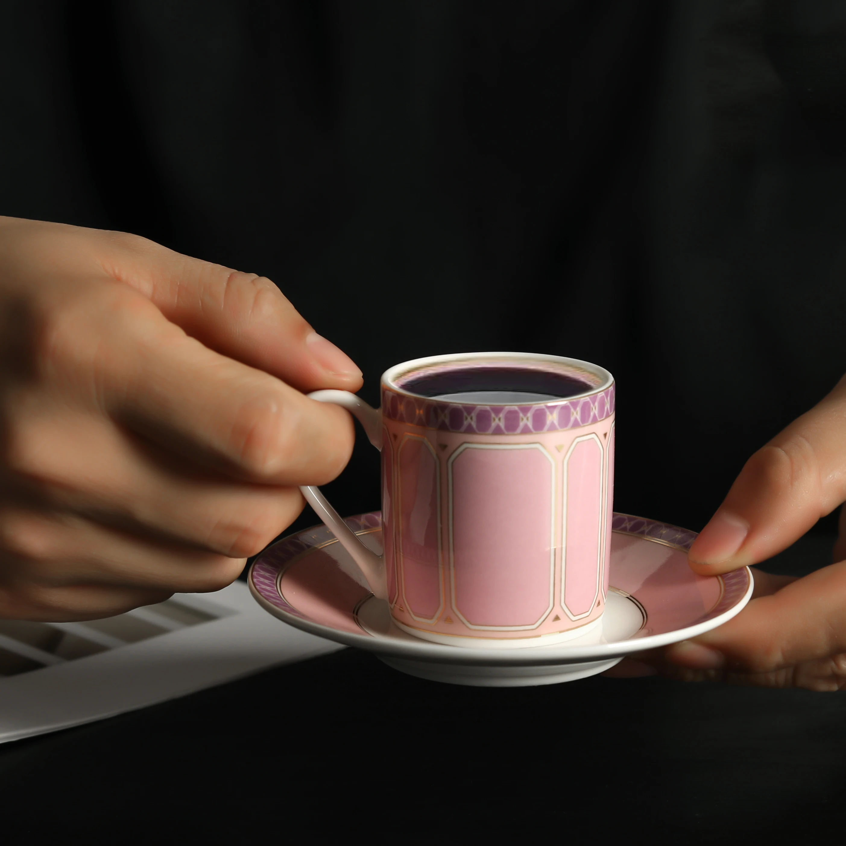 2개 세트 100ml 미니 본차이나 커피잔과 받침