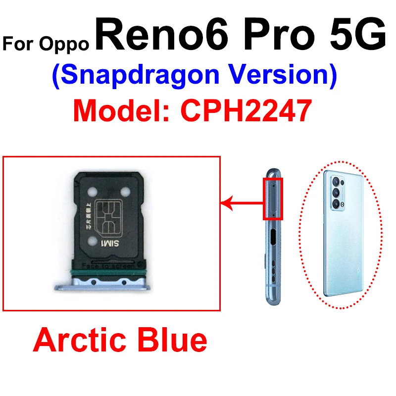 For OPPO Reno 6 Pro 5G CPH2247 SIM Card Tray Sim Card Slot Holder