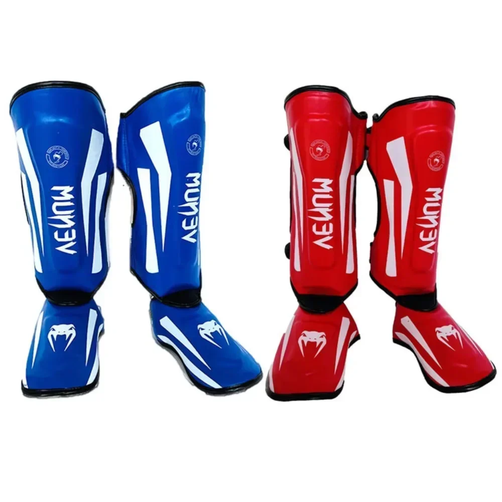 Sanda-Protectores de piernas de lucha para boxeo, equipo de protección engrosado, protectores de piernas de Taekwondo, manga de pierna