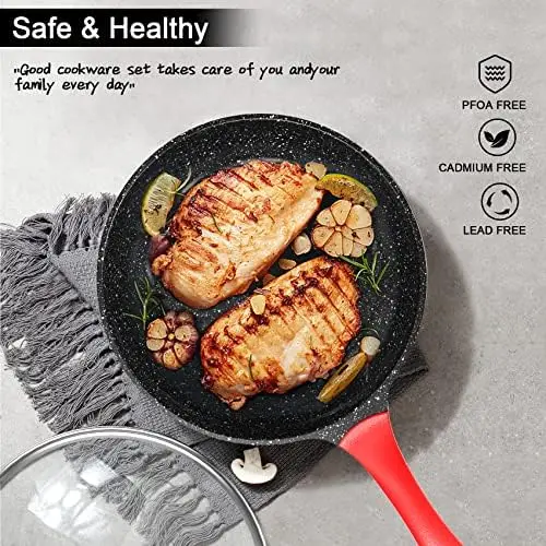 imarku Non stick Frying Pans, Long Lasting 10 Inch Frying Pan, Professional Nonstick  Frying Pan Cast Iron Skillets with Stay Coo - AliExpress