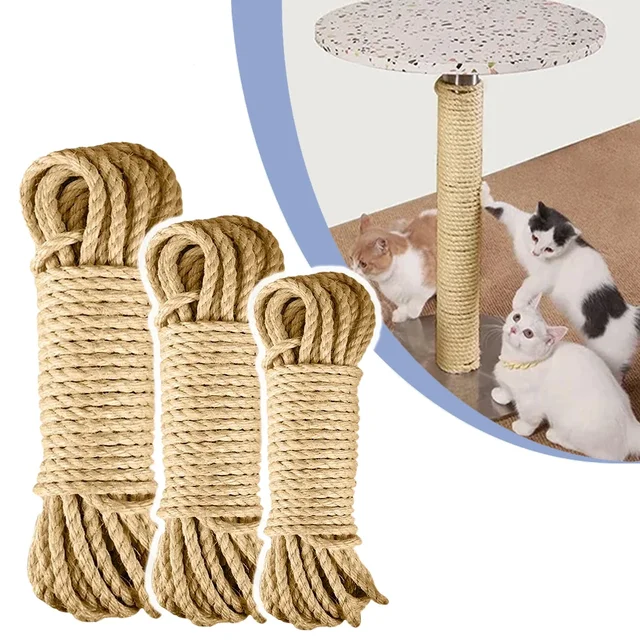 Rascador de cuerda de Sisal Natural para gatos, juguete para rascar  árboles, garra de pata, Protector de muebles, poste de rascado, accesorios para  gatos, 20M - AliExpress