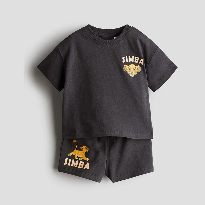 Simba Pattern Boys Clothes Tracksuits 2025 Summer Clothing Cartoon T-shirt Casual Outfits Children Short Sleeve Tees + Shorts 3