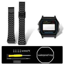 Premium Stainless Steel Silver Watch Case Mod Kit - Solid Metal Upgrade (5 - black Suit)